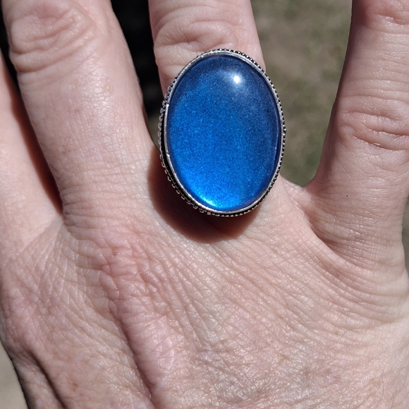 New Rainbow Dichroic Glass 925 Silver Ring.  - Picture 11 of 16